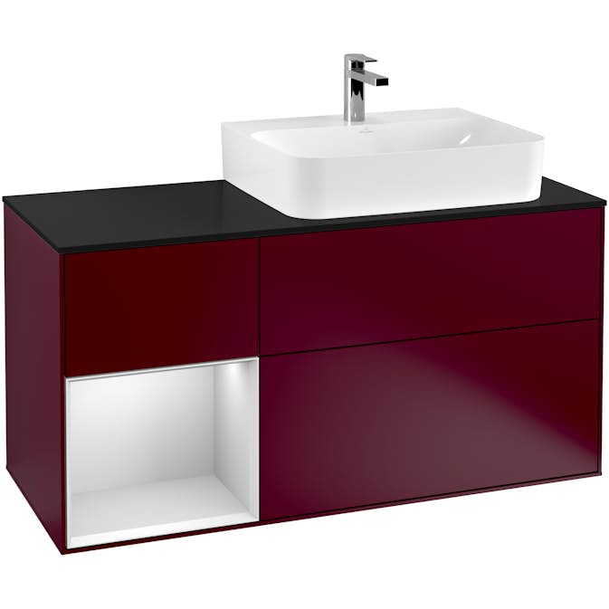 Tvättställsskåp Villeroy & Boch Finion med 3 Lådor Hylla och Bänkskiva för Ocentrerat Tvättställ