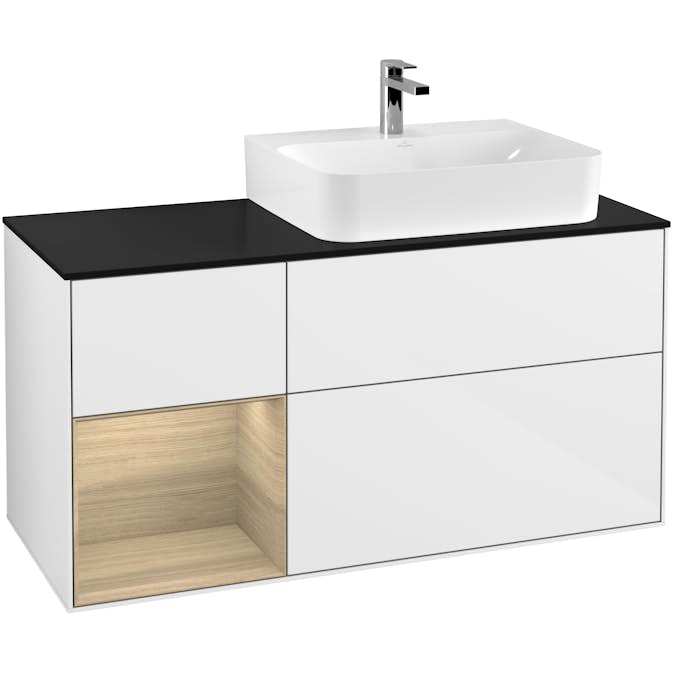 Tvättställsskåp Villeroy & Boch Finion med 3 Lådor Hylla och Bänkskiva för Ocentrerat Tvättställ