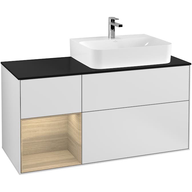 Tvättställsskåp Villeroy & Boch Finion med 3 Lådor Hylla och Bänkskiva för Ocentrerat Tvättställ