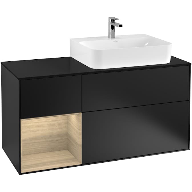 Tvättställsskåp Villeroy & Boch Finion med 3 Lådor Hylla och Bänkskiva för Ocentrerat Tvättställ