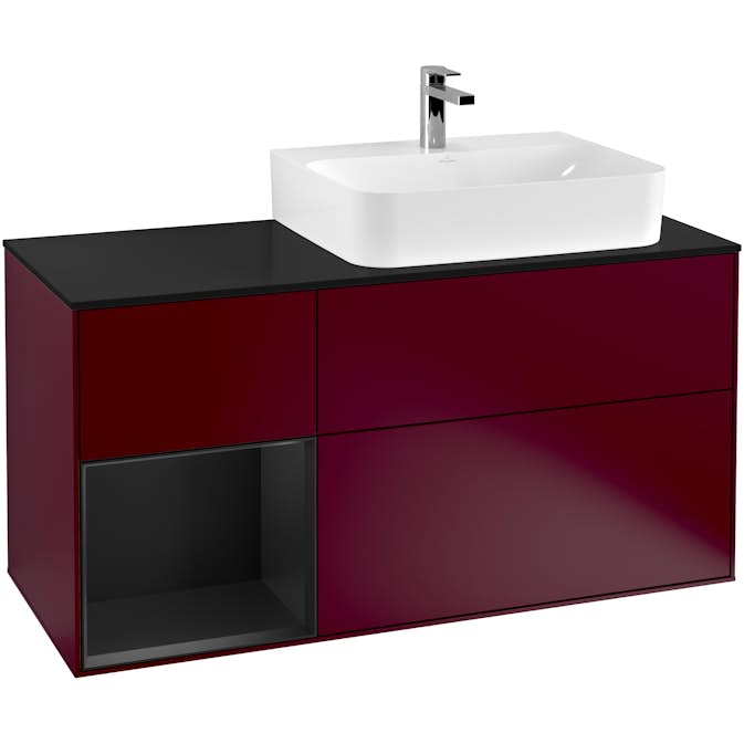 Tvättställsskåp Villeroy & Boch Finion med 3 Lådor Hylla och Bänkskiva för Ocentrerat Tvättställ
