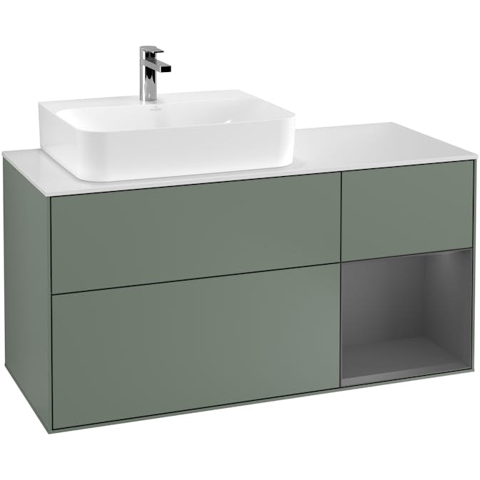 Tvättställsskåp Villeroy & Boch Finion med 3 Lådor Hylla och Bänkskiva för Ocentrerat Tvättställ