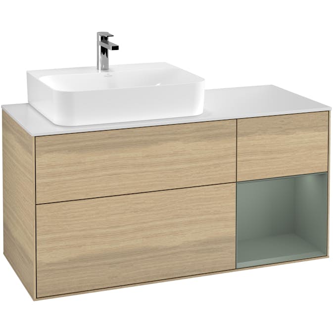 Tvättställsskåp Villeroy & Boch Finion med 3 Lådor Hylla och Bänkskiva för Ocentrerat Tvättställ