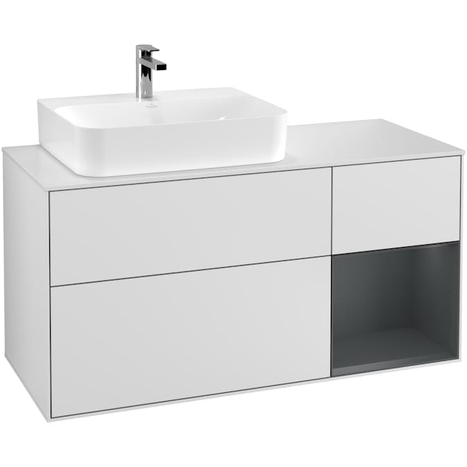 Tvättställsskåp Villeroy & Boch Finion med 3 Lådor Hylla och Bänkskiva för Ocentrerat Tvättställ