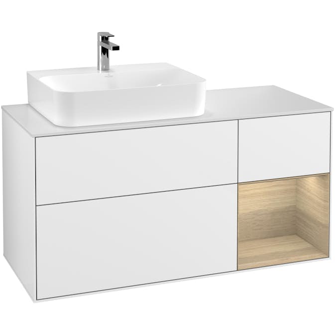 Tvättställsskåp Villeroy & Boch Finion med 3 Lådor Hylla och Bänkskiva för Ocentrerat Tvättställ