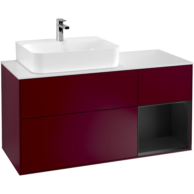 Tvättställsskåp Villeroy & Boch Finion med 3 Lådor Hylla och Bänkskiva för Ocentrerat Tvättställ