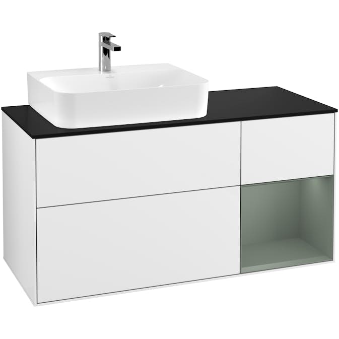 Tvättställsskåp Villeroy & Boch Finion med 3 Lådor Hylla och Bänkskiva för Ocentrerat Tvättställ