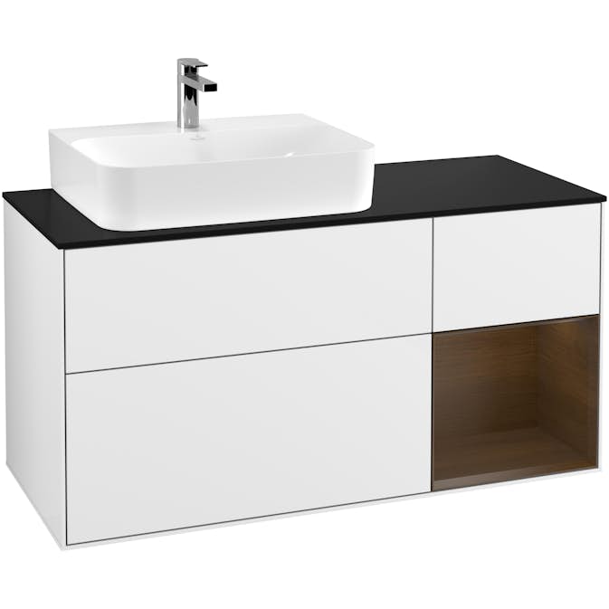 Tvättställsskåp Villeroy & Boch Finion med 3 Lådor Hylla och Bänkskiva för Ocentrerat Tvättställ