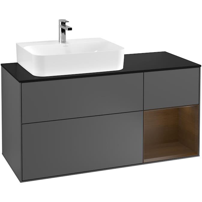 Tvättställsskåp Villeroy & Boch Finion med 3 Lådor Hylla och Bänkskiva för Ocentrerat Tvättställ