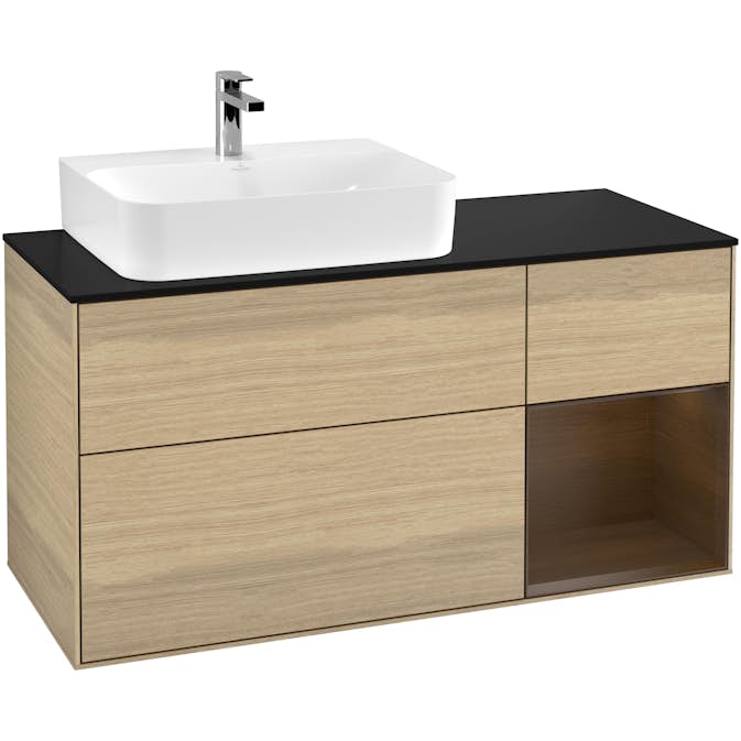 Tvättställsskåp Villeroy & Boch Finion med 3 Lådor Hylla och Bänkskiva för Ocentrerat Tvättställ