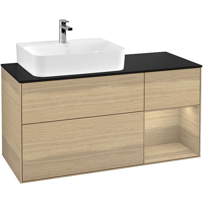 Tvättställsskåp Villeroy & Boch Finion med 3 Lådor Hylla och Bänkskiva för Ocentrerat Tvättställ
