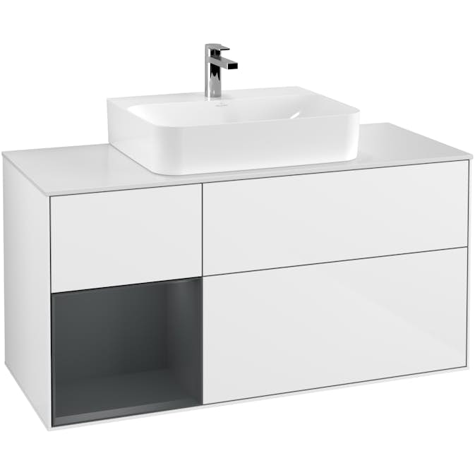 Tvättställsskåp Villeroy & Boch Finion med 3 Lådor Hylla och Bänkskiva för Centrerat Tvättställ