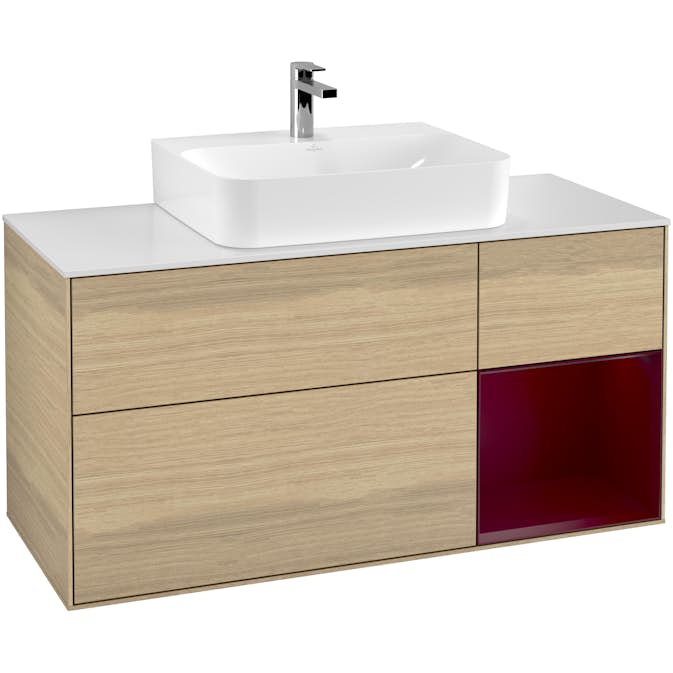 Tvättställsskåp Villeroy & Boch Finion med 3 Lådor Hylla och Bänkskiva för Centrerat Tvättställ