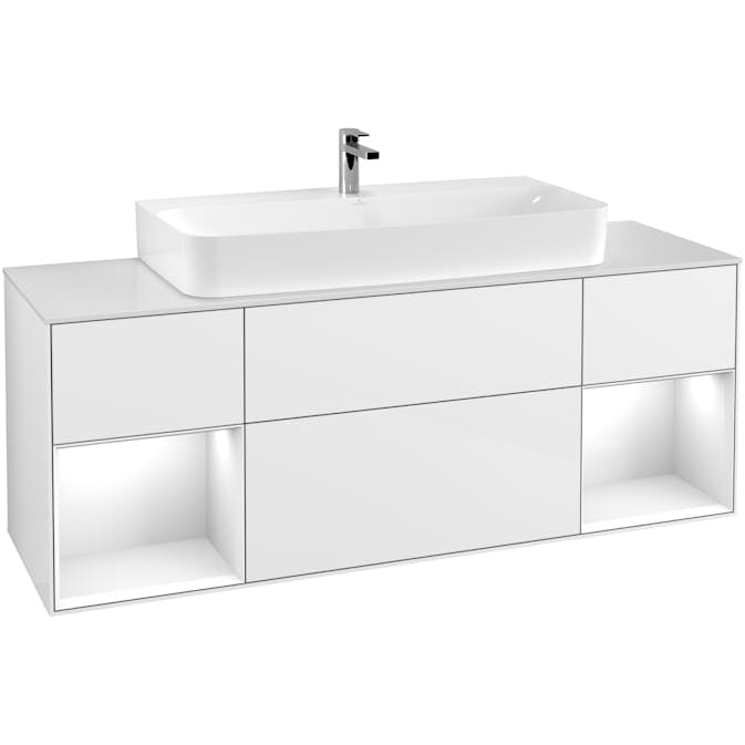 Tvättställsskåp Villeroy & Boch Finion med Två Hyllor och Bänkskiva för Centrerat Tvättställ