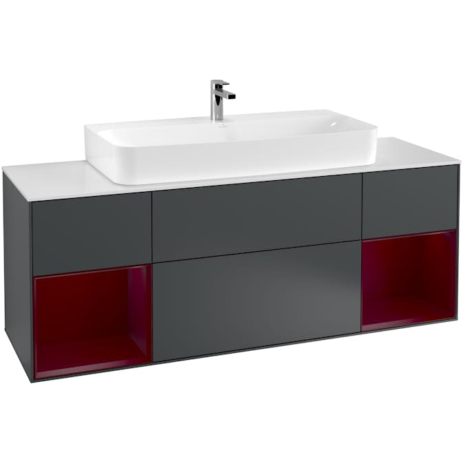 Tvättställsskåp Villeroy & Boch Finion med Två Hyllor och Bänkskiva för Centrerat Tvättställ