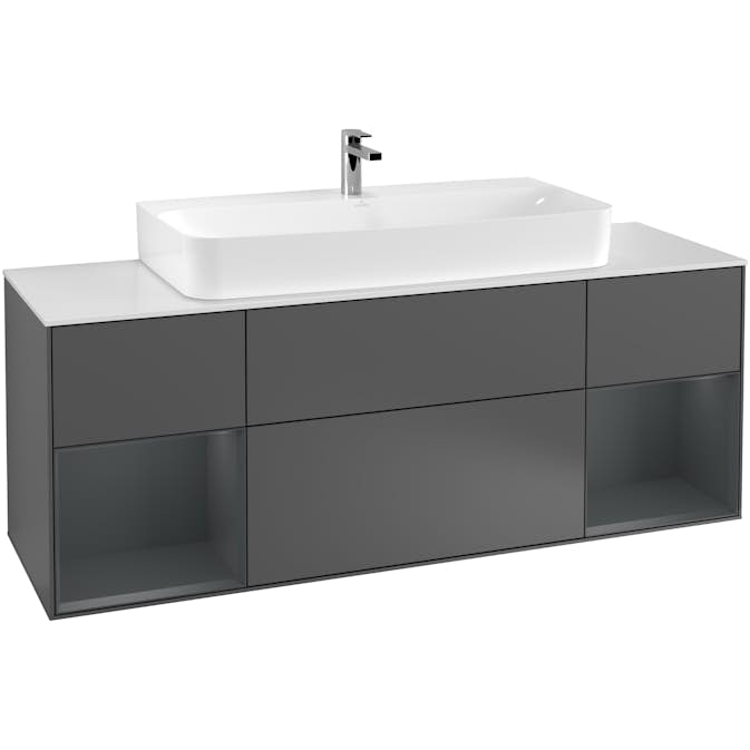 Tvättställsskåp Villeroy & Boch Finion med Två Hyllor och Bänkskiva för Centrerat Tvättställ