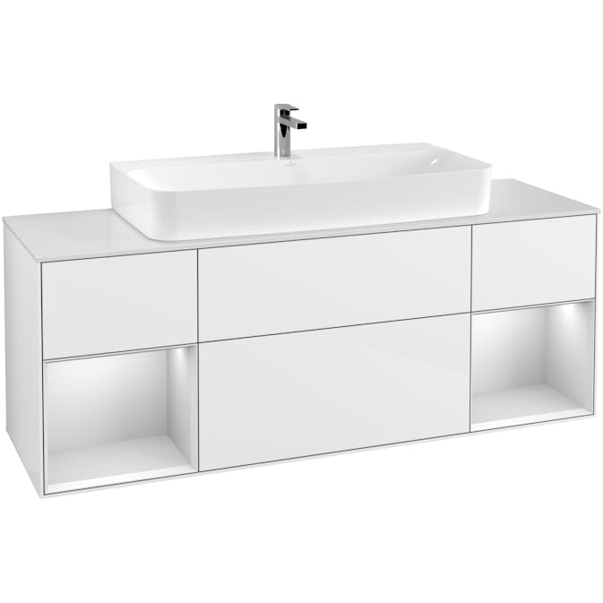 Tvättställsskåp Villeroy & Boch Finion med Två Hyllor och Bänkskiva för Centrerat Tvättställ