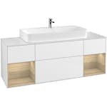 Tvättställsskåp Villeroy & Boch Finion med Två Hyllor och Bänkskiva för Centrerat Tvättställ