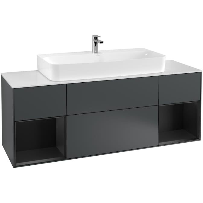 Tvättställsskåp Villeroy & Boch Finion med Två Hyllor och Bänkskiva för Centrerat Tvättställ