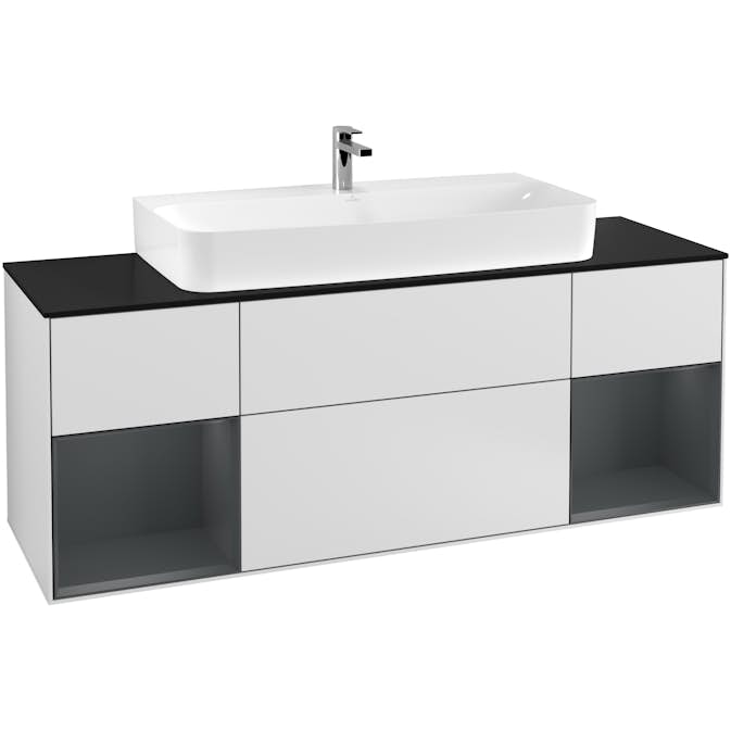 Tvättställsskåp Villeroy & Boch Finion med Två Hyllor och Bänkskiva för Centrerat Tvättställ