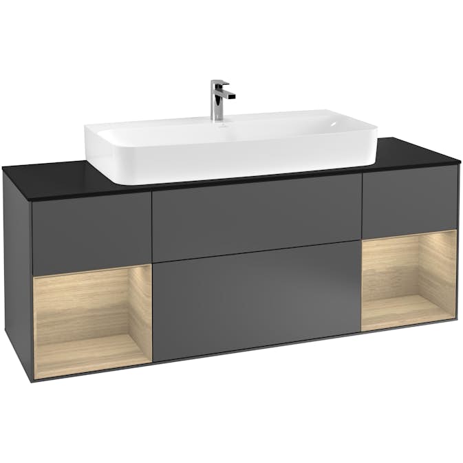 Tvättställsskåp Villeroy & Boch Finion med Två Hyllor och Bänkskiva för Centrerat Tvättställ