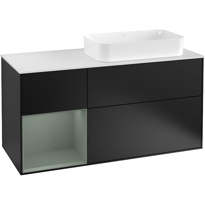 Tvättställsskåp Villeroy & Boch Finion med 3 Lådor Hylla och Bänkskiva för Ocentrerat Fristående Tvättställ