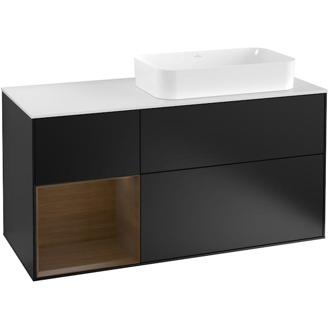 Tvättställsskåp Villeroy & Boch Finion med 3 Lådor Hylla och Bänkskiva för Ocentrerat Fristående Tvättställ