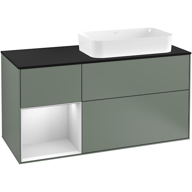 Tvättställsskåp Villeroy & Boch Finion med 3 Lådor Hylla och Bänkskiva för Ocentrerat Fristående Tvättställ