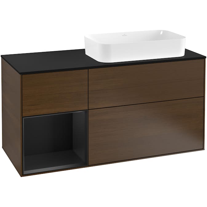 Tvättställsskåp Villeroy & Boch Finion med 3 Lådor Hylla och Bänkskiva för Ocentrerat Fristående Tvättställ