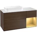 Tvättställsskåp Villeroy & Boch Finion med 3 Lådor Hylla och Bänkskiva för Ocentrerat Fristående Tvättställ