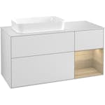 Tvättställsskåp Villeroy & Boch Finion med 3 Lådor Hylla och Bänkskiva för Ocentrerat Fristående Tvättställ