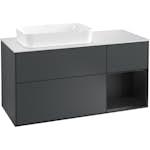 Tvättställsskåp Villeroy & Boch Finion med 3 Lådor Hylla och Bänkskiva för Ocentrerat Fristående Tvättställ