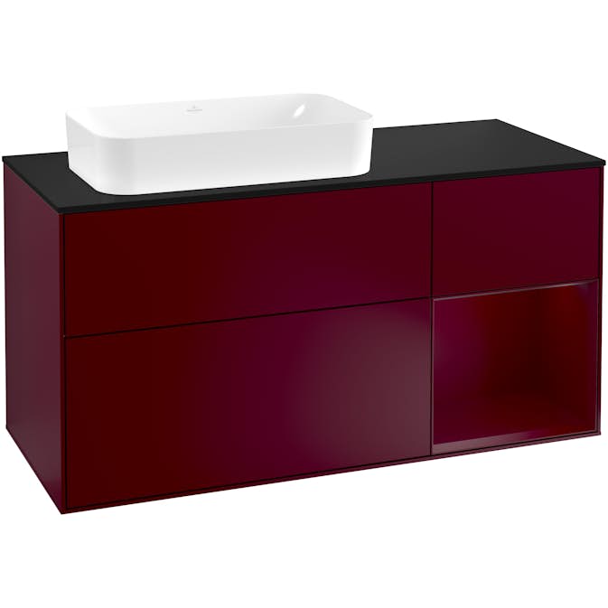 Tvättställsskåp Villeroy & Boch Finion med 3 Lådor Hylla och Bänkskiva för Ocentrerat Fristående Tvättställ