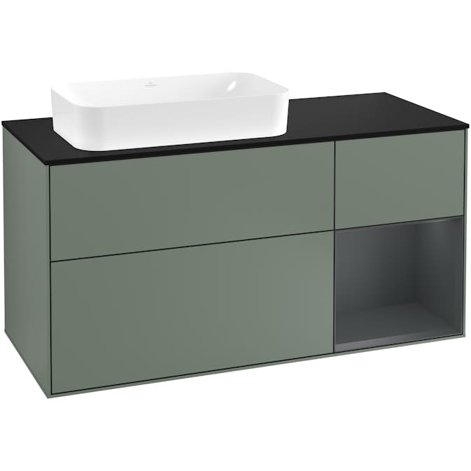 Tvättställsskåp Villeroy & Boch Finion med 3 Lådor Hylla och Bänkskiva för Ocentrerat Fristående Tvättställ