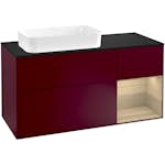 Tvättställsskåp Villeroy & Boch Finion med 3 Lådor Hylla och Bänkskiva för Ocentrerat Fristående Tvättställ