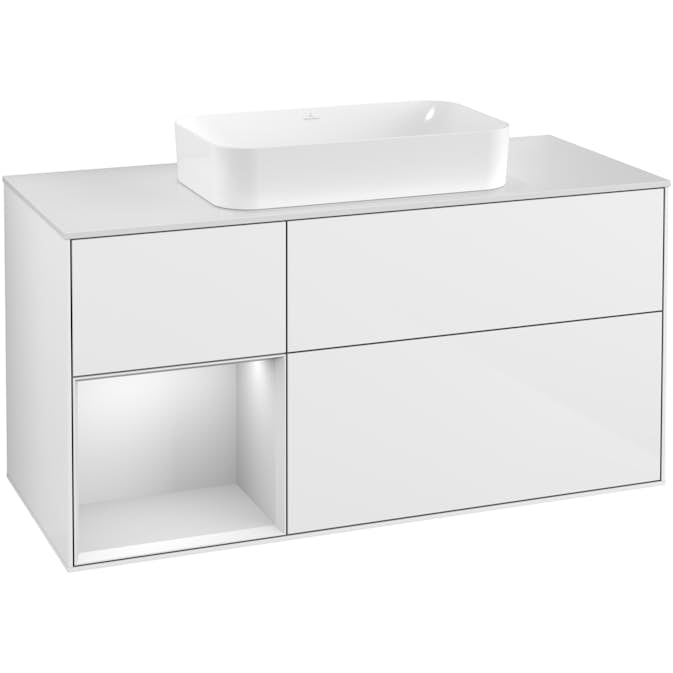 Tvättställsskåp Villeroy & Boch Finion med 3 Lådor Hylla och Bänkskiva för Fristående Tvättställ