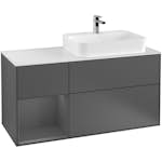 Tvättställsskåp Villeroy & Boch Finion med 3 Lådor Hylla och Bänkskiva för Ocentrerat Ytmonterat Tvättställ
