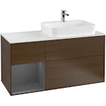 Tvättställsskåp Villeroy & Boch Finion med 3 Lådor Hylla och Bänkskiva för Ocentrerat Ytmonterat Tvättställ