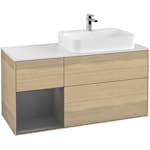 Tvättställsskåp Villeroy & Boch Finion med 3 Lådor Hylla och Bänkskiva för Ocentrerat Ytmonterat Tvättställ