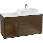 Tvättställsskåp Villeroy & Boch Finion med 3 Lådor Hylla och Bänkskiva för Ocentrerat Ytmonterat Tvättställ