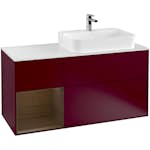 Tvättställsskåp Villeroy & Boch Finion med 3 Lådor Hylla och Bänkskiva för Ocentrerat Ytmonterat Tvättställ