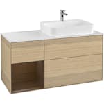 Tvättställsskåp Villeroy & Boch Finion med 3 Lådor Hylla och Bänkskiva för Ocentrerat Ytmonterat Tvättställ