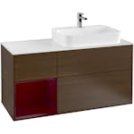 Tvättställsskåp Villeroy & Boch Finion med 3 Lådor Hylla och Bänkskiva för Ocentrerat Ytmonterat Tvättställ