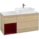 Tvättställsskåp Villeroy & Boch Finion med 3 Lådor Hylla och Bänkskiva för Ocentrerat Ytmonterat Tvättställ