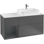 Tvättställsskåp Villeroy & Boch Finion med 3 Lådor Hylla och Bänkskiva för Ocentrerat Ytmonterat Tvättställ