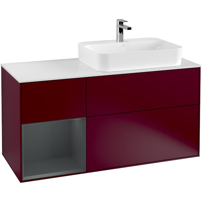 Tvättställsskåp Villeroy & Boch Finion med 3 Lådor Hylla och Bänkskiva för Ocentrerat Ytmonterat Tvättställ