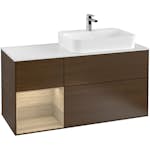 Tvättställsskåp Villeroy & Boch Finion med 3 Lådor Hylla och Bänkskiva för Ocentrerat Ytmonterat Tvättställ