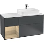 Tvättställsskåp Villeroy & Boch Finion med 3 Lådor Hylla och Bänkskiva för Ocentrerat Ytmonterat Tvättställ