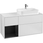 Tvättställsskåp Villeroy & Boch Finion med 3 Lådor Hylla och Bänkskiva för Ocentrerat Ytmonterat Tvättställ