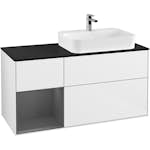 Tvättställsskåp Villeroy & Boch Finion med 3 Lådor Hylla och Bänkskiva för Ocentrerat Ytmonterat Tvättställ